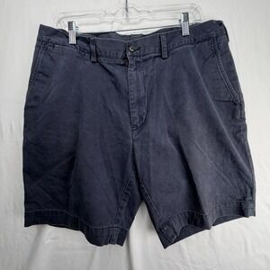 Polo Ralph Lauren Mens Navy Blue Chino Shorts Size 36 Flat Front Cotton Twill
